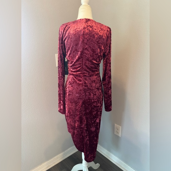 Lulus Strong Ambition Fuchsia Velvet Long Sleeve Asymmetrical Dress - Picture 7 of 9